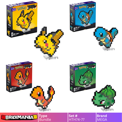 MEGA Pokémon Building Set Bundle | Pikachu x Bulbasaur x Charmander x Squirtle