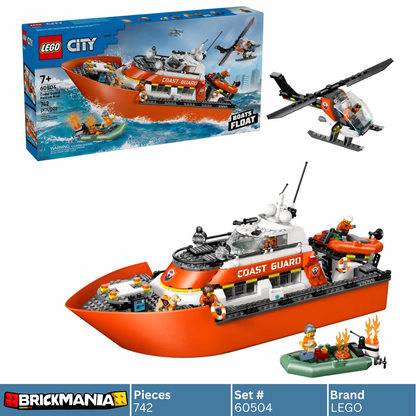 LEGO 60504 City Coast Guard Rescue Boat & Helicopter | 742 PCS